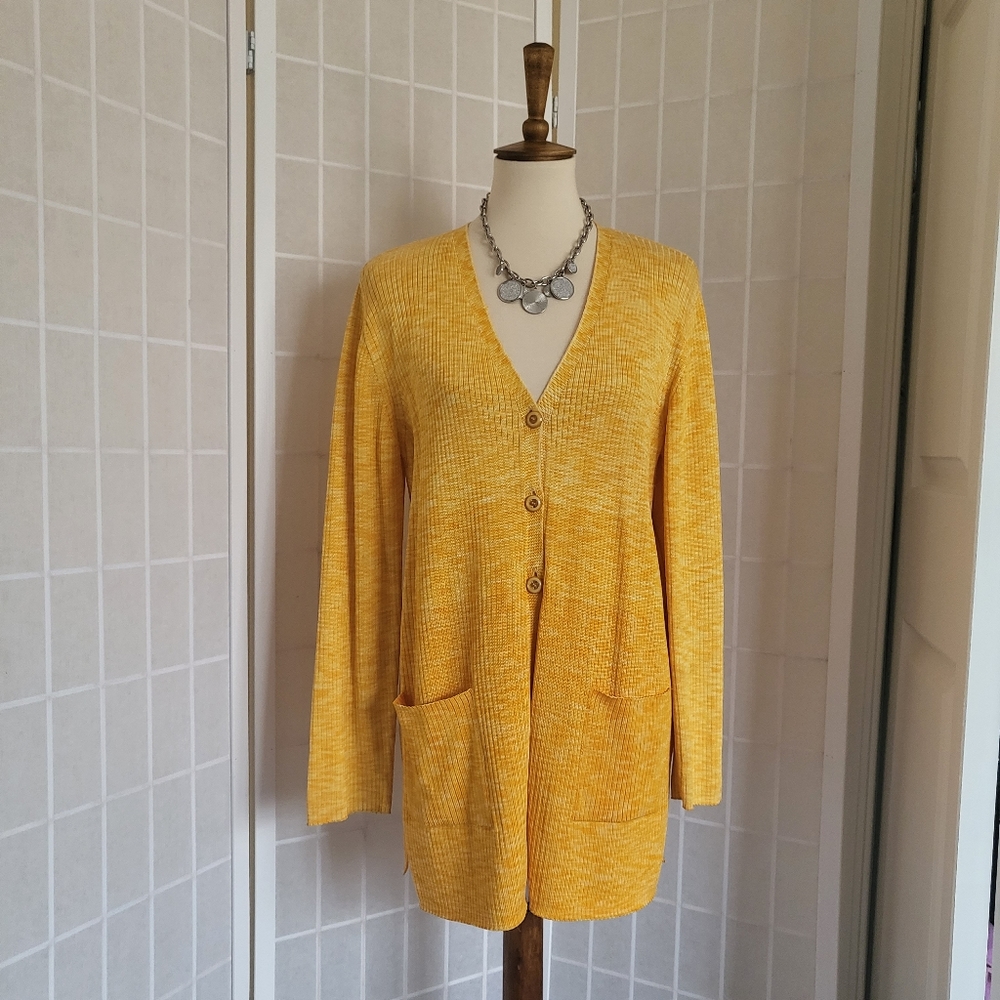 Escada Yellow Orange Long Cardigan Vintage 8